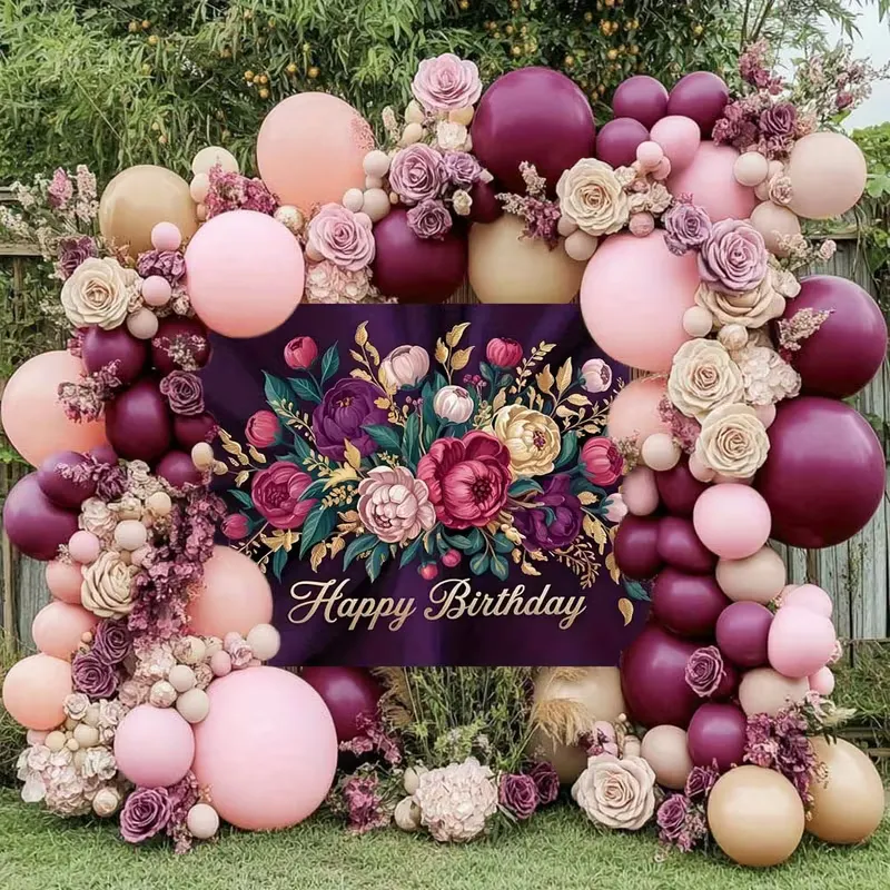 A colour-coordinated balloon display for a milestone celebration