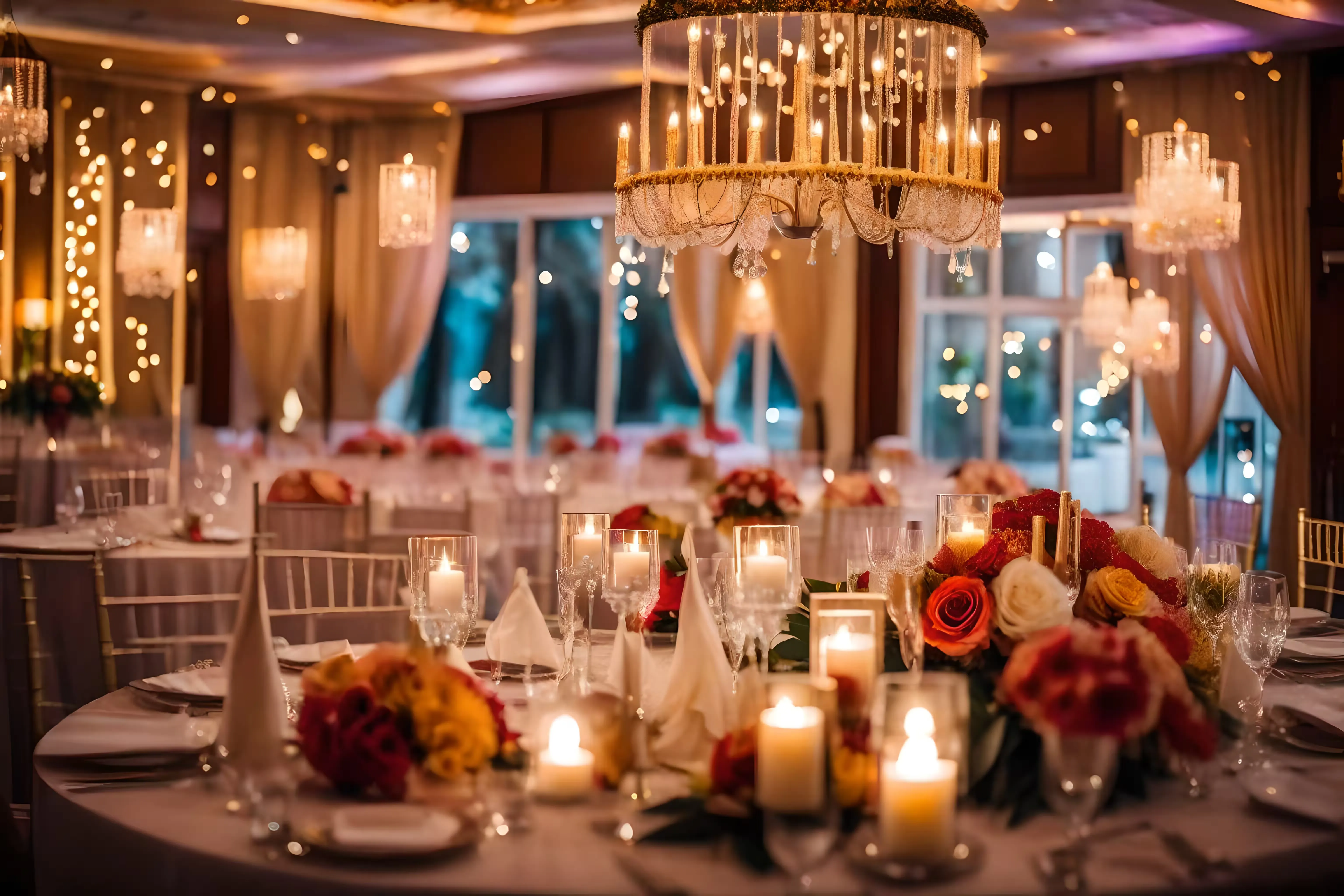 A styled table with coordinated runners, napkins and place settings